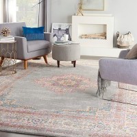 Nourison Passion Grey 9 X 12 Area Rug Boho Traditional Easy Clean Non Shedding Bed Room Living Room Hallway 9X12