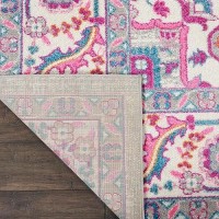 Nourison Passion Bohemian Light Grey/Pink 8' X 10' Area Rug  Easy Cleaning  Non Shedding  Bed Room  Living Room  Dining Room  Kitchen (8X10)