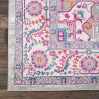 Nourison Passion Bohemian Light Grey/Pink 8' X 10' Area Rug  Easy Cleaning  Non Shedding  Bed Room  Living Room  Dining Room  Kitchen (8X10)