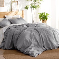 Bedsure Linen Duvet Cover King Linen Cotton Blend Duvet Cover Set Grey Linen Duvet 3 Pieces 1 Duvet Cover 104 X 90 Inches A