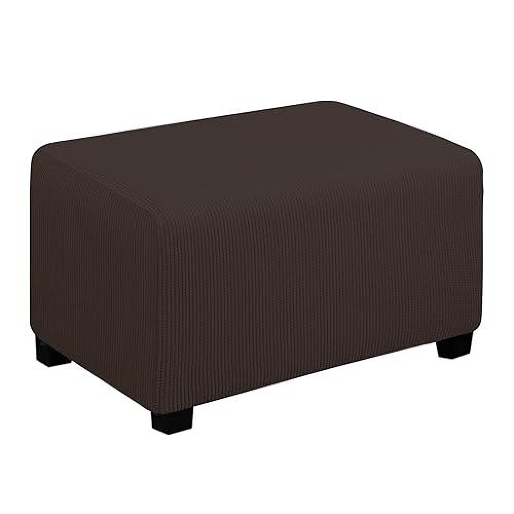 Easygoing Stretch Ottoman Cover Folding Storage Stool Furniture Protector Soft Rectangle Slipcover With Elastic Bottomottoman