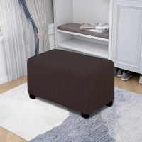 Easygoing Stretch Ottoman Cover Folding Storage Stool Furniture Protector Soft Rectangle Slipcover With Elastic Bottomottoman