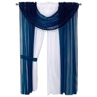 Sapphire Home Window Sheer Curtains - Two Tone 4 Panels Set With Valance And Tiebacks  55