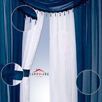 Sapphire Home Window Sheer Curtains - Two Tone 4 Panels Set With Valance And Tiebacks  55