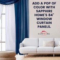 Sapphire Home Window Sheer Curtains - Two Tone 4 Panels Set With Valance And Tiebacks  55