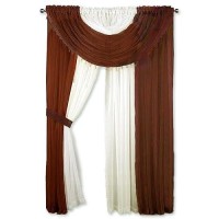 Sapphire Home Window Sheer Curtains - Two Tone 4 Panels Set With Valance And Tiebacks  55