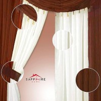 Sapphire Home Window Sheer Curtains - Two Tone 4 Panels Set With Valance And Tiebacks  55