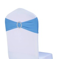 Wensinl Pack Of 50 Stretch Chair Sashes For Wedding, Elastic Lycra Chair Bands With Buckle Slider, Chair Bows For Party, Without White Chair Covers (Sky Blue)