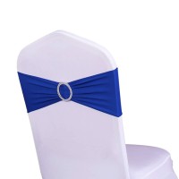 Wensinl Pack Of 50 Stretch Chair Sashes For Wedding, Elastic Lycra Chair Bands With Buckle Slider, Chair Bows For Party, Without White Chair Covers (Royal Blue)