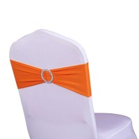 Wensinl Pack Of 50 Wedding Chair Sash, Elastic Chair Bands With Buckle Slider, Chair Bows For Wedding Decorations, Without White Chair Covers (Orange)
