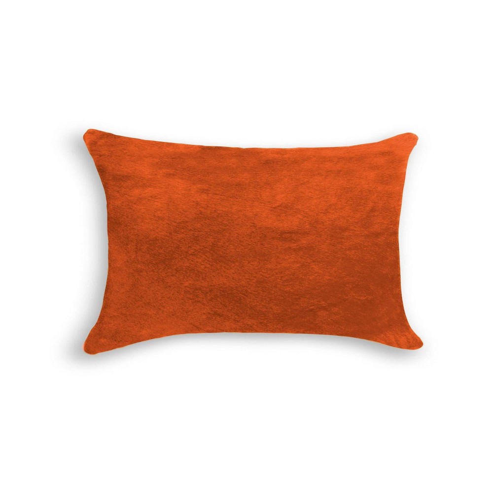 Homeroots Decor 12 X 20 X 5 Orange Cowhide Pillow