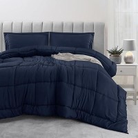 Utopia Bedding King Size Comforter Set With 2 Pillow Shams  Bedding Comforter Sets  Down Alternative Navy Comforter  Soft And Comfortable  Machine Washable (Pack Of 3)