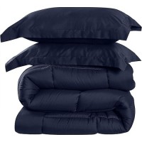 Utopia Bedding King Size Comforter Set With 2 Pillow Shams  Bedding Comforter Sets  Down Alternative Navy Comforter  Soft And Comfortable  Machine Washable (Pack Of 3)