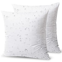 Phantoscope Premium Outdoor Pillow Inserts Pack Of 2 Square Form Water Resistant Polyester Throw Pillows Couch Sham Cushion S