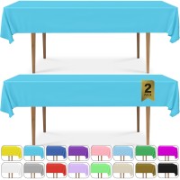Decorrack 2 Rectangular Tablecloths -Bpa- Free Plastic, 54 X 108 Inch, Dining Table Cover Cloth Rectangle For Parties, Picnic, Camping And Outdoor, Disposable Or Reusable In Turquoise (2 Pack)
