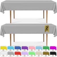 Decorrack 2 Rectangular Tablecloths -Bpa- Free Plastic, 54 X 108 Inch, Dining Table Cover Cloth Rectangle For Parties, Picnic, Camping And Outdoor, Disposable Or Reusable In Silver (2 Pack)
