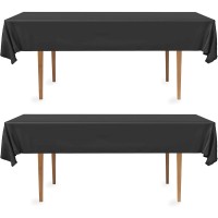 Decorrack 2 Rectangular Tablecloths -Bpa- Free Plastic, 54 X 108 Inch, Dining Table Cover Cloth Rectangle For Parties, Picnic, Camping And Outdoor, Disposable Or Reusable In Black (2 Pack)