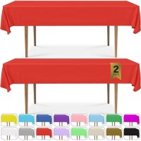 Decorrack 2 Rectangular Tablecloths -Bpa- Free Plastic, 54 X 108 Inch, Dining Table Cover Cloth Rectangle For Parties, Picnic, Camping And Outdoor, Disposable Or Reusable In Red (2 Pack)