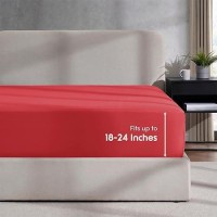 Nestl Red California King Fitted Sheet Extra Deep Pocket Cal King Fitted Sheet Only 1800 Microfiber Fitted Bed Sheet Ultra So