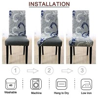 Uxcell Stretch Dining Room Chair Cover Floral Printed Chair Slipcover Removable Washable Spandex Furniture Seat Protector For Kitchen Hotel Table Banquet Vintage Style A