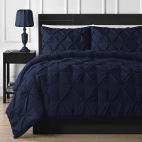 Luxuriate Hotel 1000Tc Hypoallergenic Ultra Soft 100 Egyptian Cotton 98X120 Inch Over Size Super King Navy Blue Solid Pinch