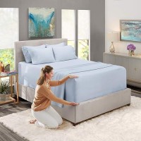 Nestl Bed Linen Set 6Pcs Soft Microfiber California King Sheet Set Deep Pocket Ice Blue