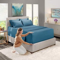 Nestl Bed Linen Set Soft Microfiber Deep Pocket 6 Pc Sheet Set Blue Heaven Full Size