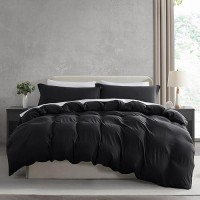 Nestl Twin Duvet Cover Set Soft Prewashed Black Duvet Cover Twintwin Xl 2 Piece With Zipper Closure 1 Duvet Cover 68X90 In