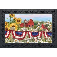 Briarwood Lane America The Beautiful Summer Doormat Patriotic Floral Indoor Outdoor 30 X 18