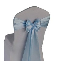 Welmatch Light Blue Satin Chair Sashes Ties - 12 Pcs Wedding Banquet Party Event Decoration Chair Bows (Light Blue, 12)