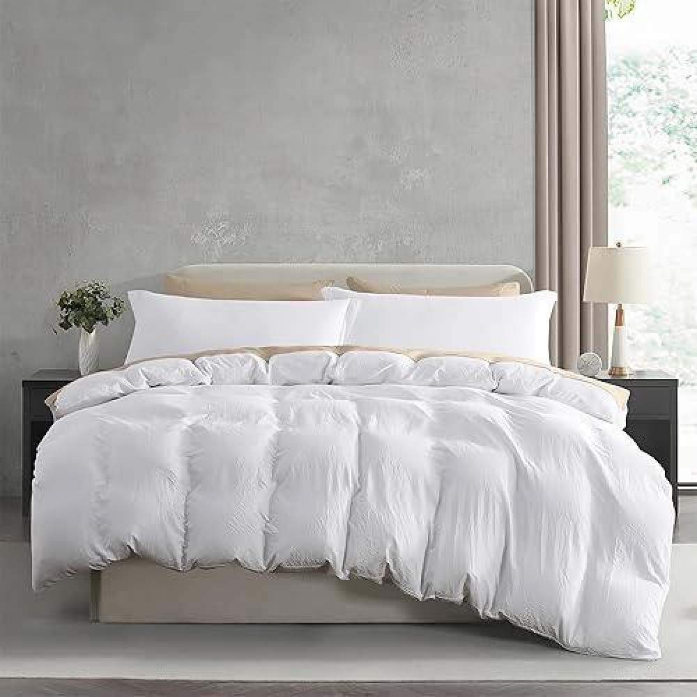 Nestl White Duvet Cover Full Size Soft Prewashed Full Size Duvet Cover Set 3 Piece With Zipper Closure 1 Duvet Cover 80X90