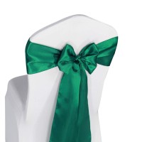 Welmatch Hunter Green Satin Chair Sashes Ties - 50 Pcs Wedding Banquet Party Event Decoration Chair Bows (Hunter Green, 50)