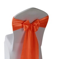 Welmatch Orange Satin Chair Sashes Ties - 12 Pcs Wedding Banquet Party Event Decoration Chair Bows (Orange, 12)