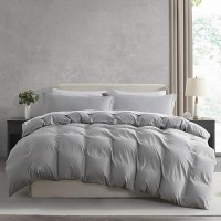 Nestl Light Grey Duvet Cover King Size Soft Prewashed King Duvet Cover Set 3 Piece With Zipper Closure 1 Duvet Cover 104X90