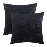 Gigizaza Decorative Throw Pillow Covers 20X20 Sofa 2 Pack Black Velvet Cushion Covers Square Couch Pillow Covers