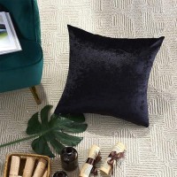 Gigizaza Decorative Throw Pillow Covers 20X20 Sofa 2 Pack Black Velvet Cushion Covers Square Couch Pillow Covers