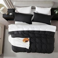 Nestl Black California King Duvet Cover Sets Soft Prewashed Cal King Duvet Cover 3 Piece With Zipper Closure 1 Duvet Cover