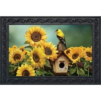 Briarwood Lane Goldfinch And Sunflowers Summer Doormat Birdhouse Indoor Outdoor 30 X 18