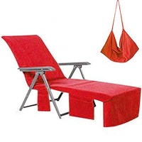 Vocool Lounge Chair Beach Towel Cover Microfiber Pool Lounge Chair Cover With Pockets Holidays Red