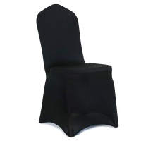 Obstal 10 Pcs Black Spandex Dining Room Chair Covers For Living Room - Universal Stretch Chair Slipcovers Protector For Wedding, Banquet, And Party