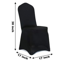 Obstal 10 Pcs Black Spandex Dining Room Chair Covers For Living Room - Universal Stretch Chair Slipcovers Protector For Wedding, Banquet, And Party