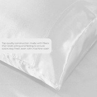 Satin Sheets California King 4Piece White Luxury Silky Bed Sheets Extra Soft 1800 Microfiber Sheet Set Wrinkle Fade Sta