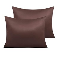 Ntbay Zippered Satin Pillow Cases For Hair And Skin Luxury Standard Hidden Zipper Pillowcases Set Of 2 20X26 Inches Dark Brow