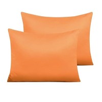 Ntbay Zippered Satin Pillow Cases For Hair And Skin Luxury King Hidden Zipper Pillowcases Set Of 2 20X36 Inches Orange