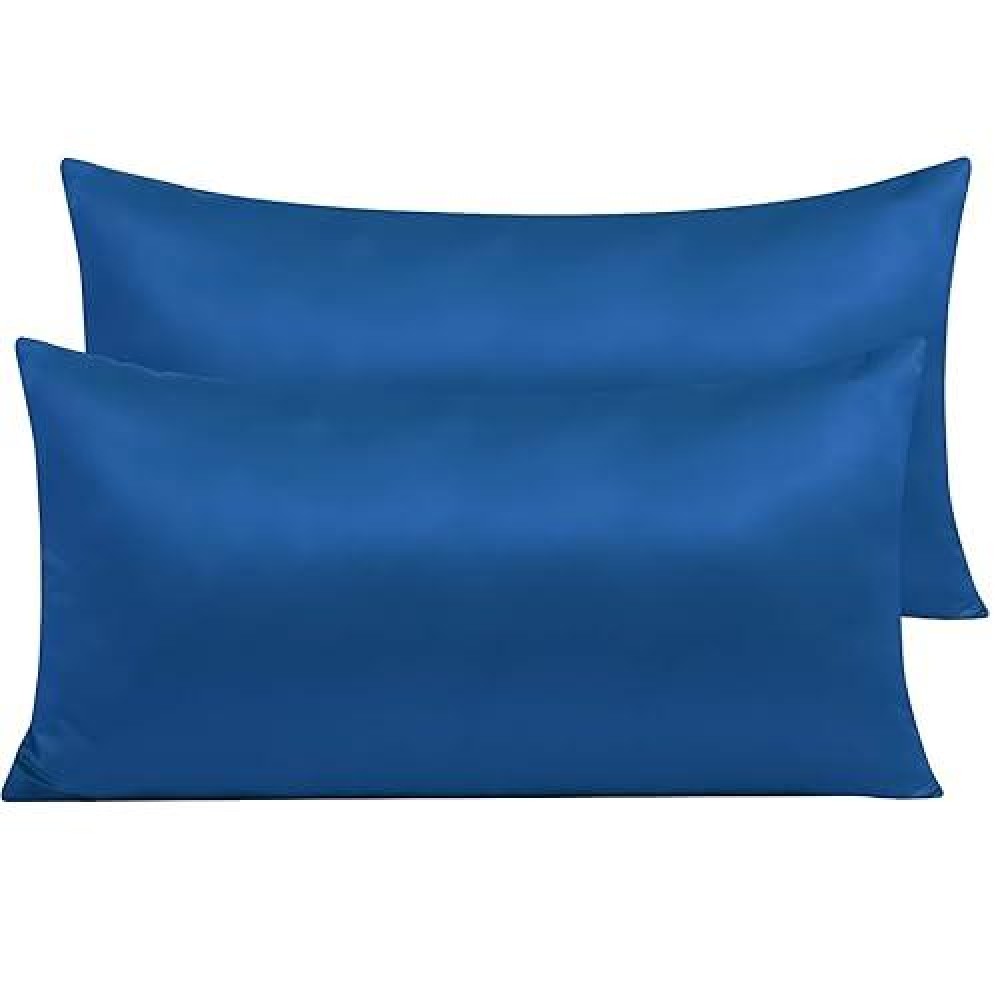 Ntbay Zippered Satin Pillow Cases For Hair And Skin Luxury King Hidden Zipper Pillowcases Set Of 2 20X36 Inches Royal Blue