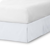 Bare Home Full Bed Skirt 15Inch Tailored Drop Easy Fit Bed Skirt For Full Beds Center Corner Pleats Full White