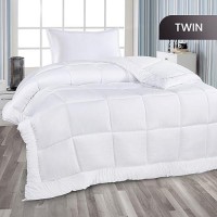 Utopia Bedding All Season Down Alternative Quilted Twin Comforter  Duvet Insert With Corner Tabs  Machine Washable  Bed Comforter (White)