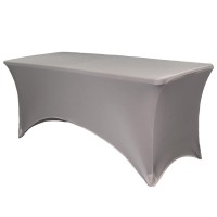Your Chair Covers - 6 Ft Rectangular Fitted Spandex Tablecloths, Stretch Elastic Table Cover For Patio, Party, Birthday, Vendor, Dj, Massage Table - Gray