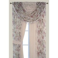 Sapphire Home Floral Sheer Curtains - 4 Panels Set With Valance  84