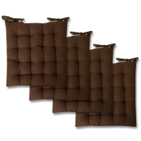 Sweet Home Collection Chair Cushion Seat Pads Indoor/Outdoor Printed Tufted Design Soft And Comfortable Covers For Dining Rooms Patio With Ties For Non Slip, 4 Count (Pack Of 1), Chocolate Brown